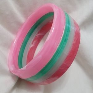 Vintage Lucite Watermelon Rainbow Multicolor Bangle Bracelet